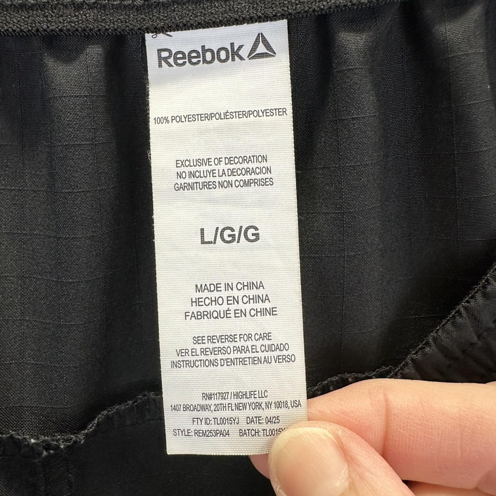Reebok Track Pants Mens Large Black Cargo Elastic Waist Zip Pockets - Picture 11 of 13